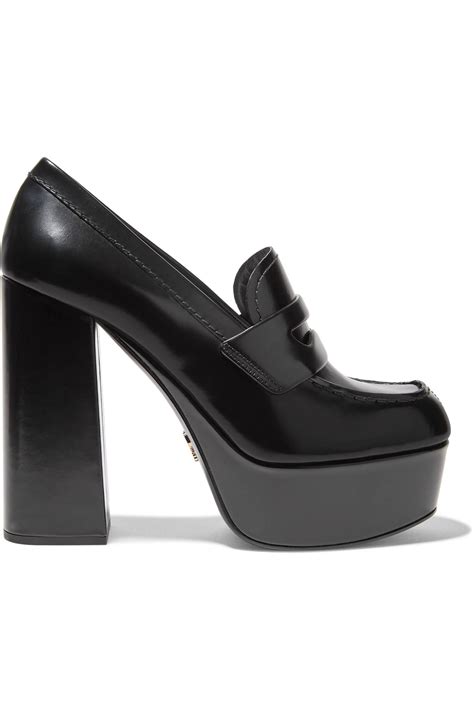 womens black prada loafers|platform loafers women Prada.